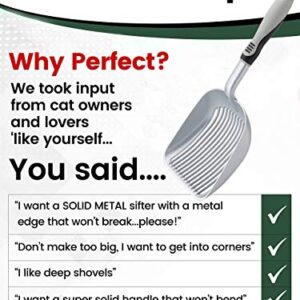 iPrimio Sifter with Deep Shovel, Cat Litter Pan with Universal Cat Litter Scooper - Modern Scooper Holder -Works with All Metal and Plastic Scoopers