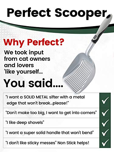 iPrimio Sifter with Deep Shovel, Cat Litter Pan with Universal Cat Litter Scooper - Modern Scooper Holder -Works with All Metal and Plastic Scoopers