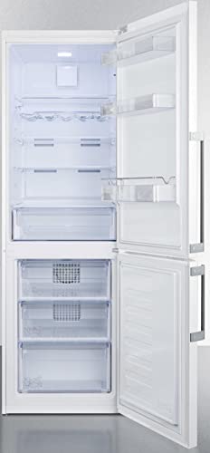 Summit FFBF241W 24 Bottom Freezer Refrigerator with 11.35 cu. ft. Capacity Crisper Drawer Ultra Quiet Operation in White