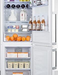 Summit FFBF241W 24 Bottom Freezer Refrigerator with 11.35 cu. ft. Capacity Crisper Drawer Ultra Quiet Operation in White