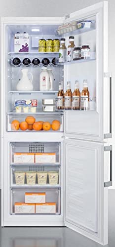 Summit FFBF241W 24 Bottom Freezer Refrigerator with 11.35 cu. ft. Capacity Crisper Drawer Ultra Quiet Operation in White