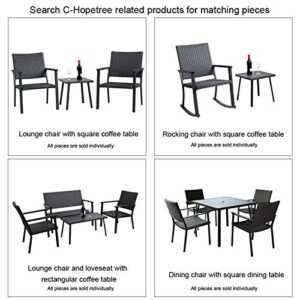 C-Hopetree Outdoor Rocking Chair for Outside Patio Porch, Metal Frame, Black All Weather Wicker