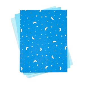 Moon and Stars Gift Wrap Tissue Paper for Bags, 3 Blue Colors (20x26 in, 60 Sheets)