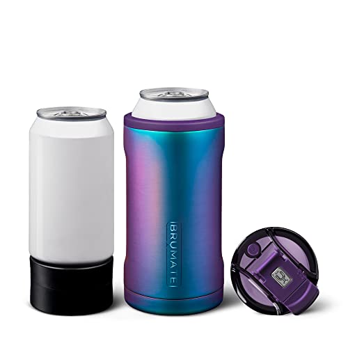 BrüMate Hopsulator Trio 3-in-1 Insulated Can Cooler for 12oz / 16oz Cans + 100% Leak Proof Tumbler with Lid | Can Coozie Insulated for Beer, Soda, and Energy Drinks (Dark Aura)