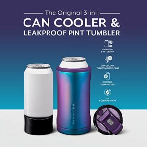 BrüMate Hopsulator Trio 3-in-1 Insulated Can Cooler for 12oz / 16oz Cans + 100% Leak Proof Tumbler with Lid | Can Coozie Insulated for Beer, Soda, and Energy Drinks (Dark Aura)