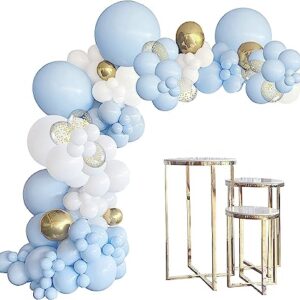 Blue and White Gold Balloons,Blue White Gold Balloon Garland Arch Kit Metallic Chrome God Ballons with Macaroon Blue White Latex Balloons for Wedding Bridal Shower Party Baby Shower Decoration