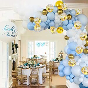 Blue and White Gold Balloons,Blue White Gold Balloon Garland Arch Kit Metallic Chrome God Ballons with Macaroon Blue White Latex Balloons for Wedding Bridal Shower Party Baby Shower Decoration