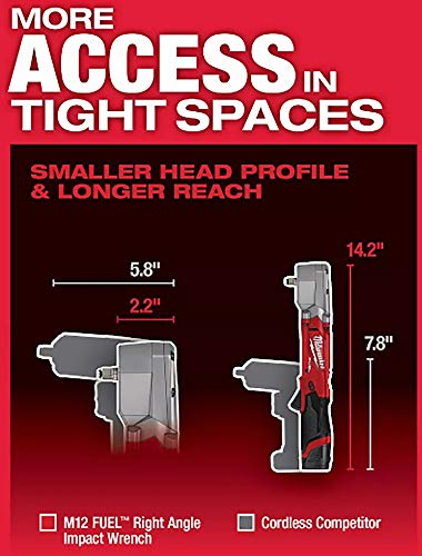 Milwaukee M12 FUEL 1/2" Right Angle Impact Wrench - No Battery, No Charger, Bare Tool Only