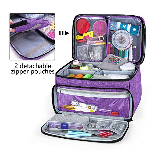 Luxja Sewing Machine Carrying Bag with Sewing Accessories Organizer, Purple