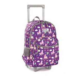 tilami rolling backpack 18 inch double handle wheeled laptop boys girls travel school children luggage toddler trip, purple alpaca