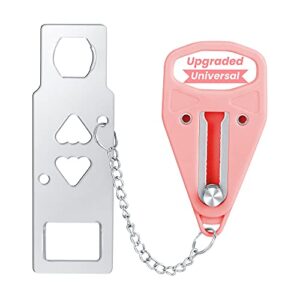 acemining portable door lock home security door locker travel lockdown locks for additional safety and privacy perfect for traveling hotel home apartment college-pink(1 pack)