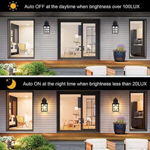 2-Pack Dusk to Dawn Outdoor Wall Lights, Sensor Exterior Light Fixtures Wall Mount, Porch Lights, Matte Black Wall Lantern Wall Lamp, Waterproof Wall Sconce, Outside Lighting for Garage, Front Door