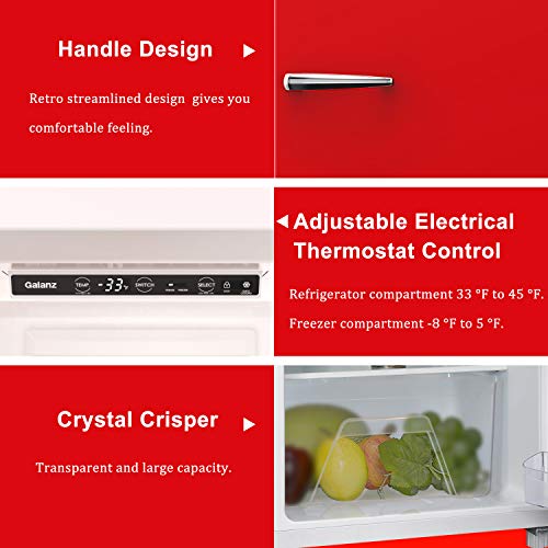 Galanz GLF11URDG16 Convertible Freezer/Fridge, Electronic Temperature Control, 11 Cu.Ft, Hot Rod Red