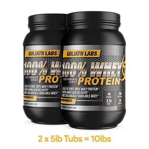 Goliath Labs 100% Whey Protein Powder Isolate/Blend | Fast-Absorbing Workout Supplements for Men and Women | 25g of Pure Protein and 5.5g of BCAAs | 5 lbs, 68 Servings (5 LB, Peanut Butter Chocolate)