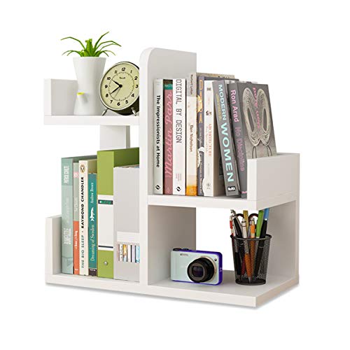 JXIN-SMIF Wood Desktop Bookshelf Desktop Organizer Office Storage Rack Wood Display Shelf Desktop Bookshelf