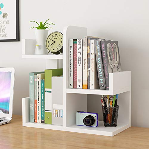 JXIN-SMIF Wood Desktop Bookshelf Desktop Organizer Office Storage Rack Wood Display Shelf Desktop Bookshelf