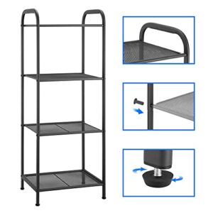 MAX Houser Storage Rack with Shelf,Industrial Style Extendable Plant Stand, Standing Shelf Units for Kitchen, Bathroom, Office,Living Room, Balcony, Kitchen (Charcoal Gray, 4 Tier)