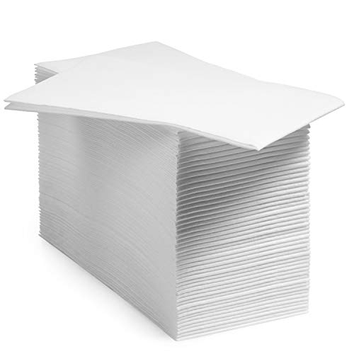 [300 Pack] BloominGoods Disposable Bathroom Napkins | Single-Use Classic Lite Linen-Feel Guest Towels | Cloth-Like Hand Towels, White, 12" x 17"