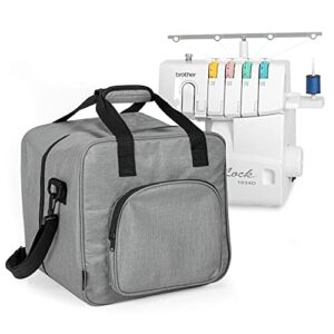 crutello sewing machine case - universal sewing machine carrying bag with storage pockets compatible with serger sewing machines, measuring 13.75" x 12" x 13.5"