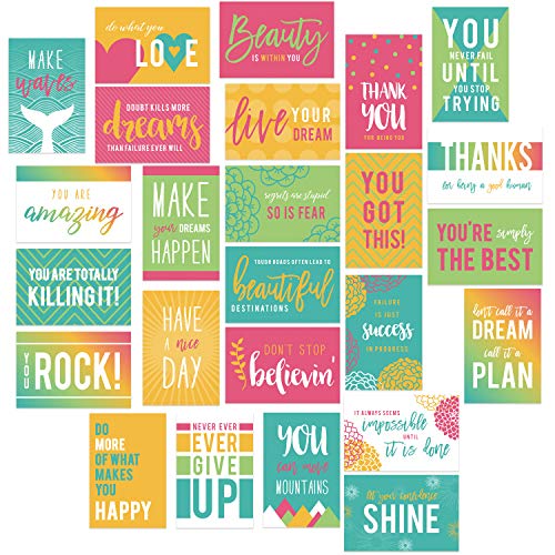 Canopy Street Motivational Quote Postcards / 25 Inspirational Postcards / 4" x 6" Encouraging Note Cards/Uplifting Bright Card Designs/Made In The USA