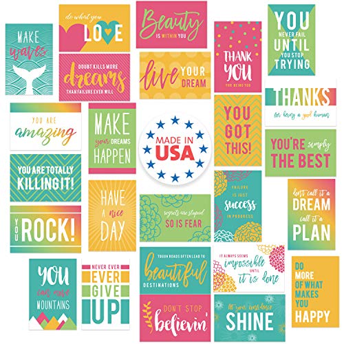 Canopy Street Motivational Quote Postcards / 25 Inspirational Postcards / 4" x 6" Encouraging Note Cards/Uplifting Bright Card Designs/Made In The USA