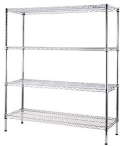regal altair 14" deep x 72" wide x 74" high 4 tier chrome wire shelving kit | nsf commercial storage rack unit