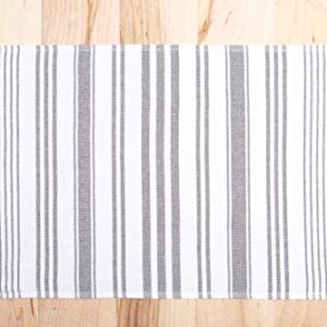 Hand Towels for Bathroom Set of 2, 100% Cotton, 28x16 in, Turkish White Soft and Absorbent Decorative Bath Hand Towels, Modern Gray Striped Towels