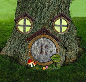 alladinbox miniature fairy gnome home pine cone design window and door for tree hugger decoration, glow in dark fairies sleeping noctilucence yard art garden sculpture, lawn ornament halloween décor