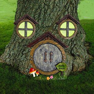 ALLADINBOX Miniature Fairy Gnome Home Pine Cone Design Window and Door for Tree Hugger Decoration, Glow in Dark Fairies Sleeping Noctilucence Yard Art Garden Sculpture, Lawn Ornament Halloween Décor