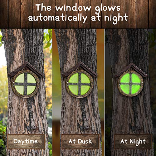 ALLADINBOX Miniature Fairy Gnome Home Pine Cone Design Window and Door for Tree Hugger Decoration, Glow in Dark Fairies Sleeping Noctilucence Yard Art Garden Sculpture, Lawn Ornament Halloween Décor