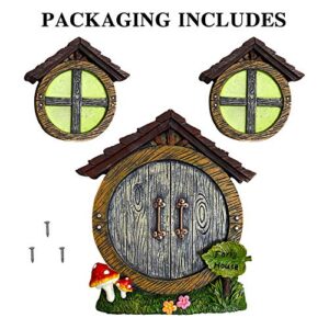 ALLADINBOX Miniature Fairy Gnome Home Pine Cone Design Window and Door for Tree Hugger Decoration, Glow in Dark Fairies Sleeping Noctilucence Yard Art Garden Sculpture, Lawn Ornament Halloween Décor