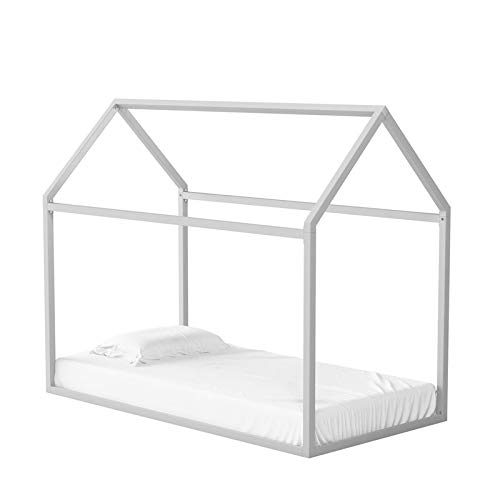 Little Seeds Rowan Valley Skyler Kids Metal House, Twin Size Frame, Dove Gray Bed (DA4037419LS)