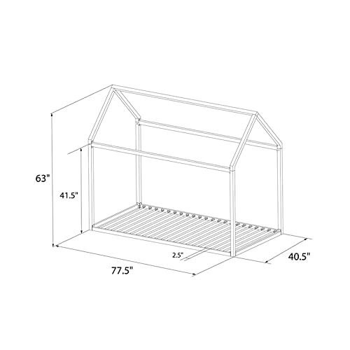 Little Seeds Rowan Valley Skyler Kids Metal House, Twin Size Frame, Dove Gray Bed (DA4037419LS)