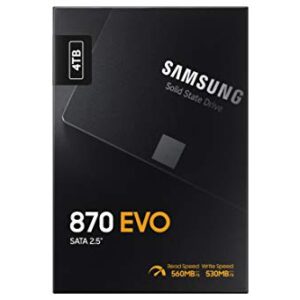 SAMSUNG 870 EVO 4TB 2.5 Inch SATA III Internal SSD (MZ-77E4T0B/AM) , Black