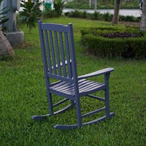 Merry Garden Northbeam Outdoor Solid Acacia Hardwood Slatted Back Rocking Chair for Deck, Porch, & Patio Seating with 250 Pound Capacity, Grey