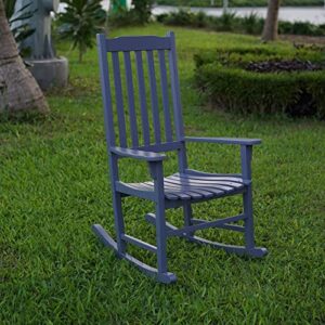 Merry Garden Northbeam Outdoor Solid Acacia Hardwood Slatted Back Rocking Chair for Deck, Porch, & Patio Seating with 250 Pound Capacity, Grey