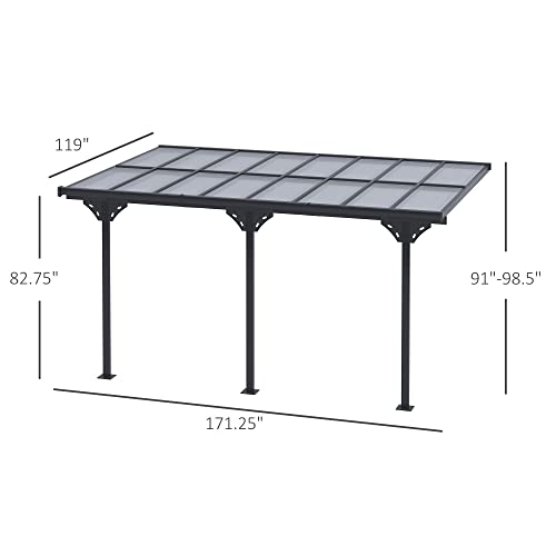 Outsunny 14.5' x 10' Outdoor Pergola Patio Gazebo Awning for Patio with Adjustable Posts & Height, UV-Fighting Panels, & Aluminum Frame