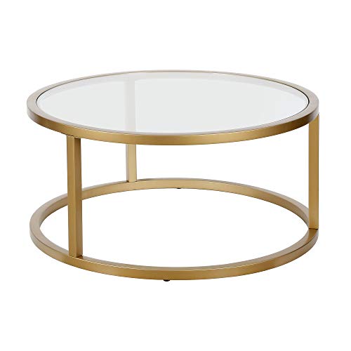 Parker 35'' Wide Round Coffee Table in Brass