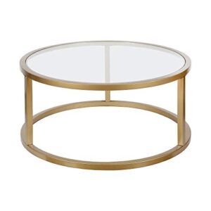 Parker 35'' Wide Round Coffee Table in Brass