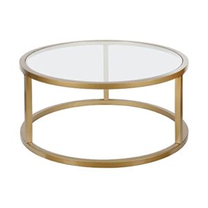 Parker 35'' Wide Round Coffee Table in Brass