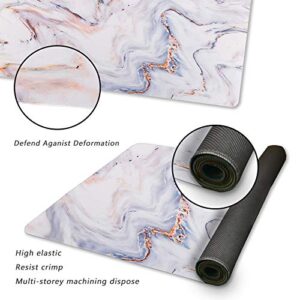 Extended Gaming Mouse Pad XXL ArtSo Large Keyboard Mat Long Mousepad Desk Decor Writing Pad Non Slip Rubber Base Stitched Edges for Work, Game, Office, Home, 35.1" x 15.7", White Gold Marble