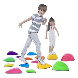 Special Supplies 15 Stepping Stones for Kids Indoor and Outdoor Balance Blocks Promote Coordination, Balance, Strength Child Safe Rubber, Non-Slip Edging