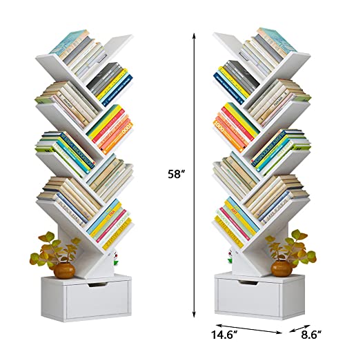 Flydem Tree Bookshelf,Bookshelves,Books Holder, Tree Bookcase,Book Organizer,Book Rack,Organizer for Books,Kids Bookshelf,Small Bookshelf for Small Spaces,White Bookcase/Bookshelf(White)