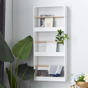 deco 79 glam wood rectangle wall shelf, 16" x 4" x 36", white