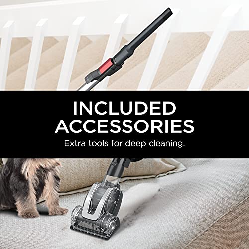 Shark HZ602 Ultralight Pet Pro Corded Stick Vacuum with PowerFins & Self-Cleaning Brushroll, Perfect for Pets, Converts to Hand Vacuum, Pet Power Brush, Crevice & Upholstery Tools, Comet Red