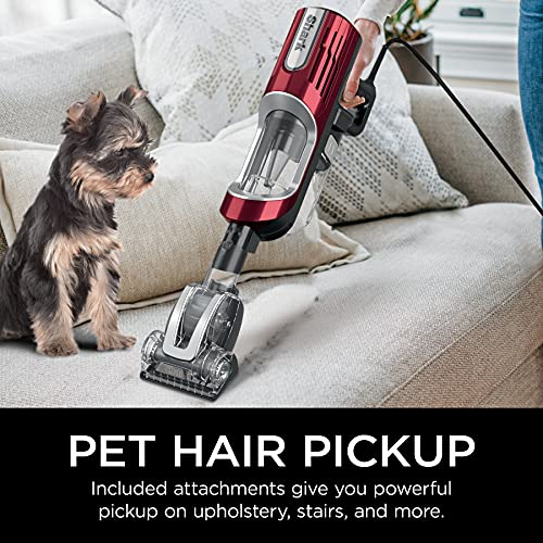 Shark HZ602 Ultralight Pet Pro Corded Stick Vacuum with PowerFins & Self-Cleaning Brushroll, Perfect for Pets, Converts to Hand Vacuum, Pet Power Brush, Crevice & Upholstery Tools, Comet Red