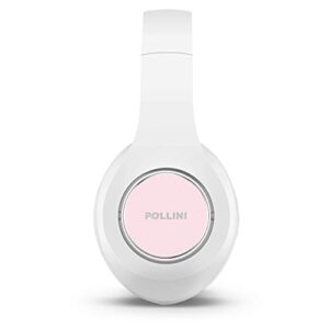 pollini Bluetooth Headphones Wireless, 40H Playtime Foldable Over Ear Headphones with Microphone, Deep Bass Stereo Headset with Soft Memory-Protein Earmuffs for iPhone/Android Cell Phone/PC (White)