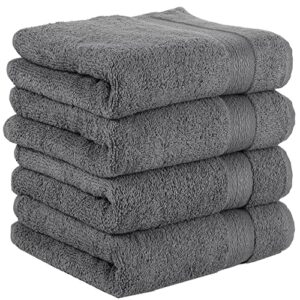 REGAL RUBY Quick-Dry 4 Pieces Grey Hand Towels Highly Absorbent 100% Turkish Cotton - Perfect Lightweight Towel for Bathroom, Kitchen, Guests, Pool, Gym, Camp, Travel, College Dorm, Shower