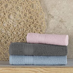 REGAL RUBY Quick-Dry 4 Pieces Grey Hand Towels Highly Absorbent 100% Turkish Cotton - Perfect Lightweight Towel for Bathroom, Kitchen, Guests, Pool, Gym, Camp, Travel, College Dorm, Shower