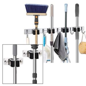 favbal mop broom holder stainless steel wall mounted garage organization and storage utility hooks broom mop holder wall mount metal tool organizer